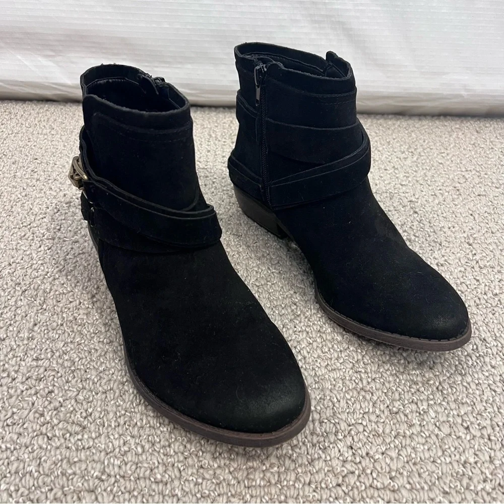 Fergalicious By Fergie Midas Black Women’s Ankle Boots Size 7.5 M New Side Zip,